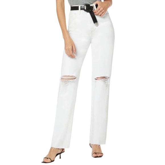 Favorite Daughter The Otto High Waist Boyfriend Jeans White Size 32 Distressed - Picture 2 of 14